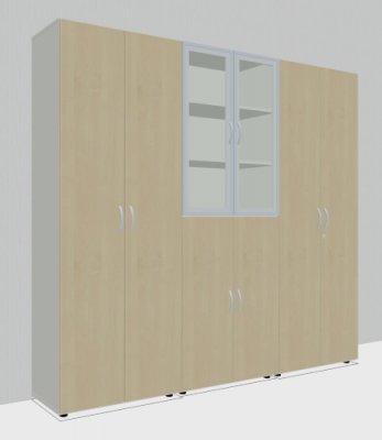 Büro-Schrankwand 8698 Weiss-Ahorn